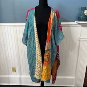GORGEOUS Nwot Handmade India Kantha Kimono ~ OOAK! Amazing colorway! Reversible
